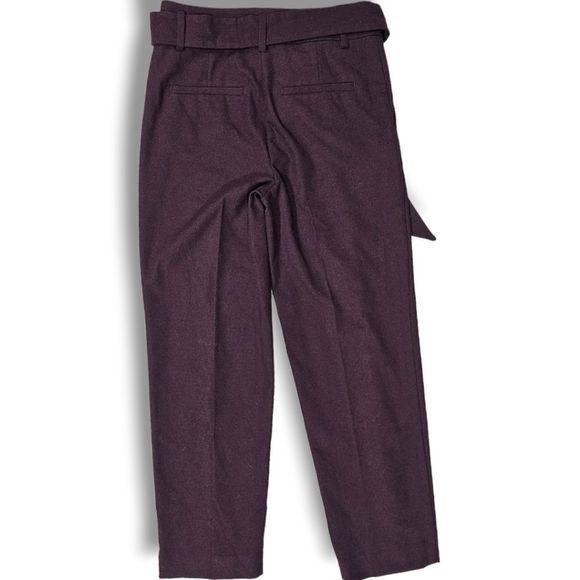 NWT LOFT BURGUNDY RED STRAIGHT LEG TIE BELT PANTS 00 PETITE XXS PETITE - Picture 5 of 9
